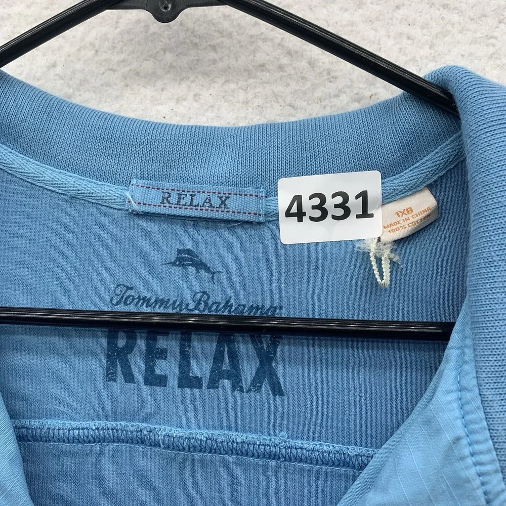 Tommy Bahama Sweater Mens 1XB Blue Washed Out Collared 1/4 Zip Pullover Golf